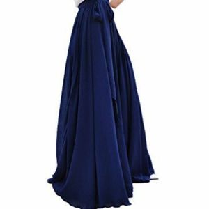 MELANSAY NAVY CHIFFON MAXI SKIRT
